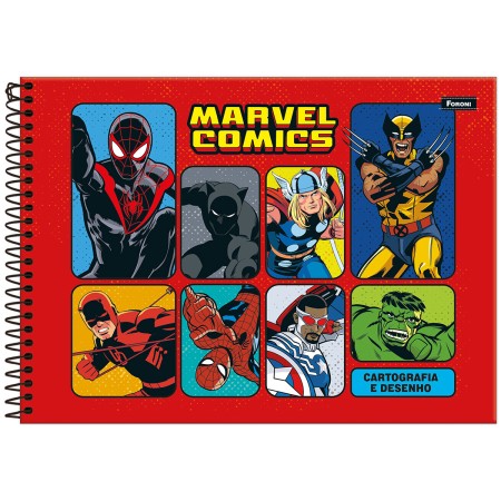 Foto ilustrativa Caderno Cartografia Capa Dura Marvel Comics