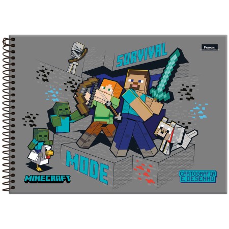 Foto ilustrativa Caderno Cartografia Capa Dura Minecraft