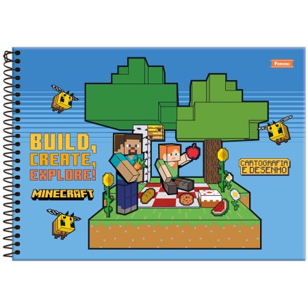 Foto ilustrativa Caderno Cartografia Capa Dura Minecraft