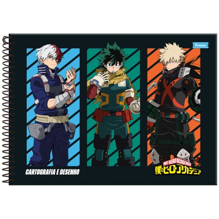 Foto ilustrativa Caderno Cartografia Capa Dura My Hero Academia