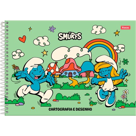 Foto ilustrativa Caderno Cartografia Capa Dura Smurfs