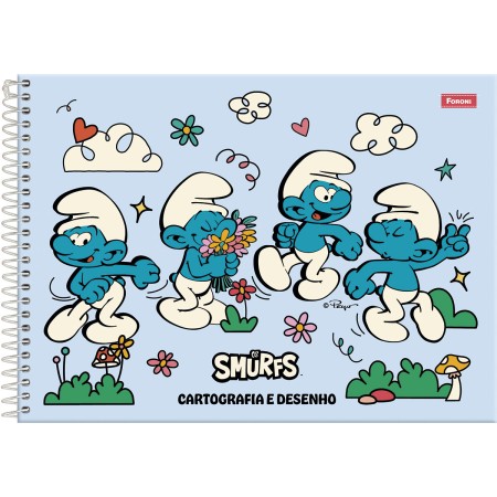 Foto ilustrativa Caderno Cartografia Capa Dura Smurfs