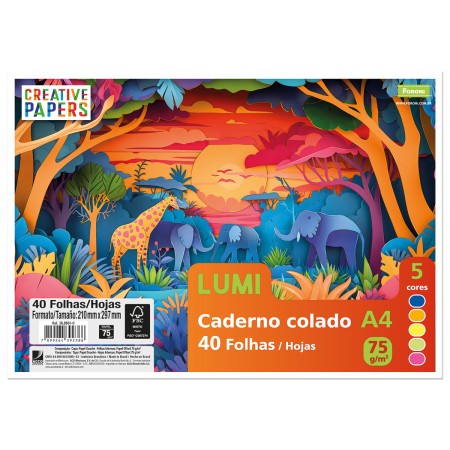 Foto ilustrativa Caderno Colado LUMI