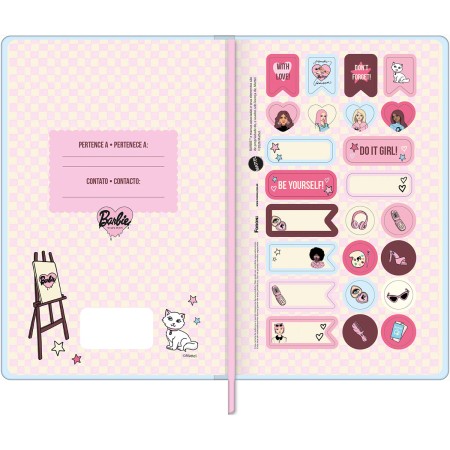 Foto ilustrativa Caderno Costurado Sem Pauta  Barbie by Nanaths