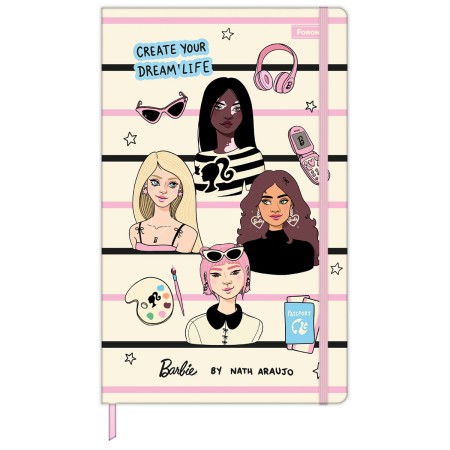 Foto ilustrativa Caderno Costurado Sem Pauta  Barbie by Nanaths