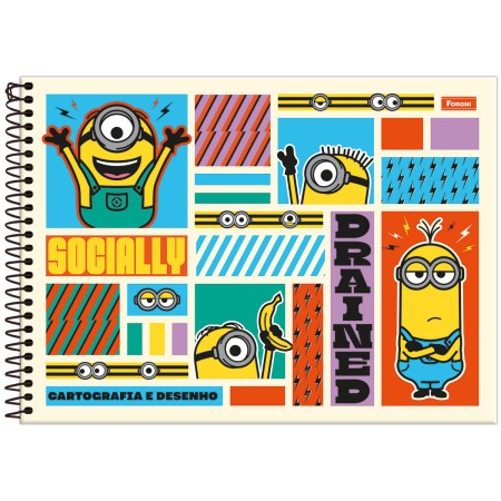 Foto ilustrativa Caderno de Cartografia Capa Dura Minions