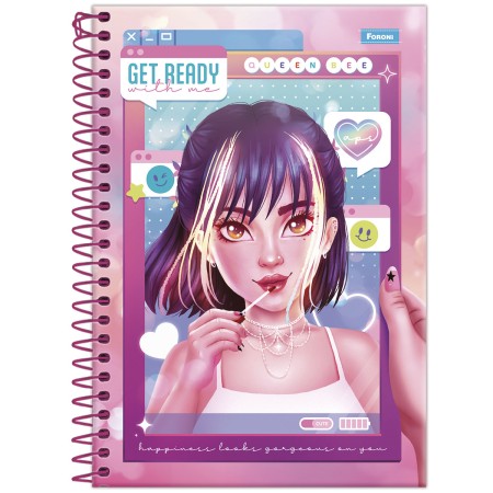 Foto ilustrativa Caderno Espiral 1/4 Capa Dura Amigas Para Sempre