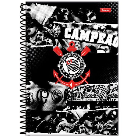 Foto ilustrativa Caderno Espiral 1/4 Capa Dura Corinthians