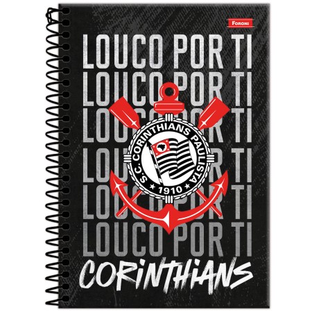 Foto ilustrativa Caderno Espiral 1/4 Capa Dura Corinthians