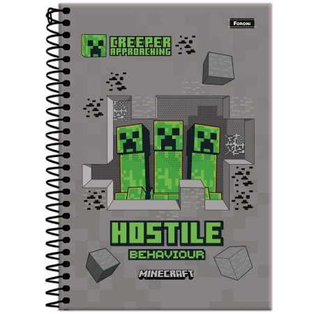 Foto ilustrativa Caderno Espiral 1/4 Capa Dura Minecraft