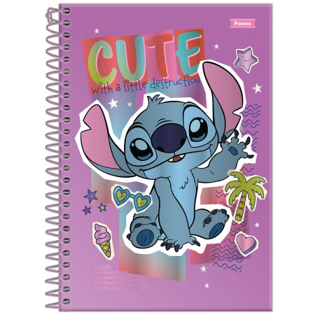 Foto ilustrativa Caderno Espiral 1/4 Capa Dura Stitch