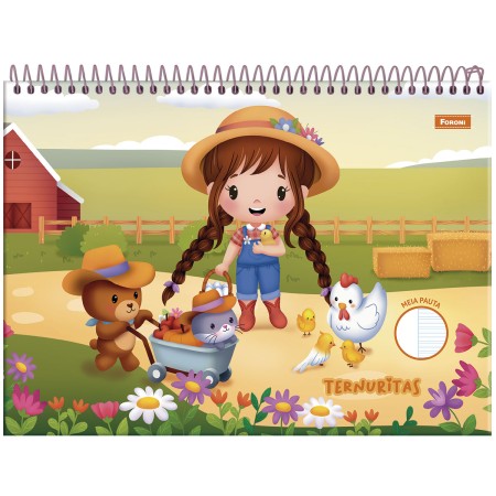 Foto ilustrativa Caderno Meia Pauta Espiral  Ternuritas - Começando a escrever