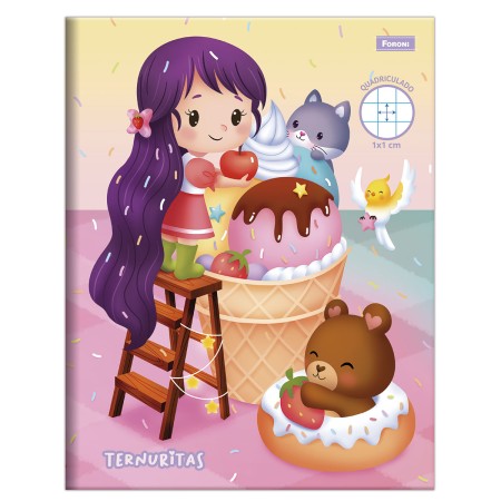 Foto ilustrativa Caderno Quadriculado (1x1 cm)  Ternuritas - Começando a escrever