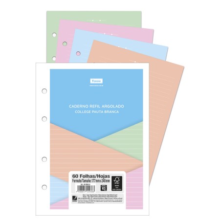 Foto ilustrativa Caderno Refil Argolado - College Pauta Branca Color  PICK PRO