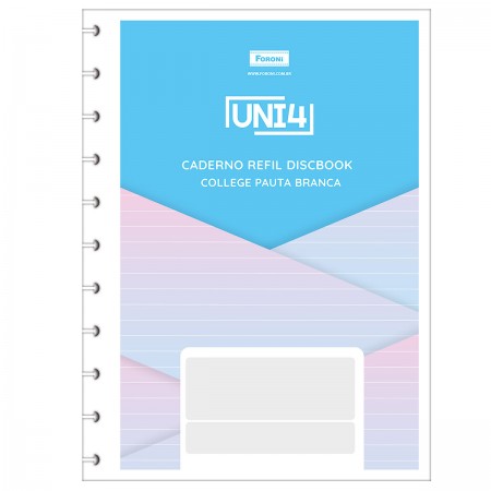 Foto ilustrativa Caderno Refil Disckbook - UNI4 Universitário Pauta Branca Gradiente