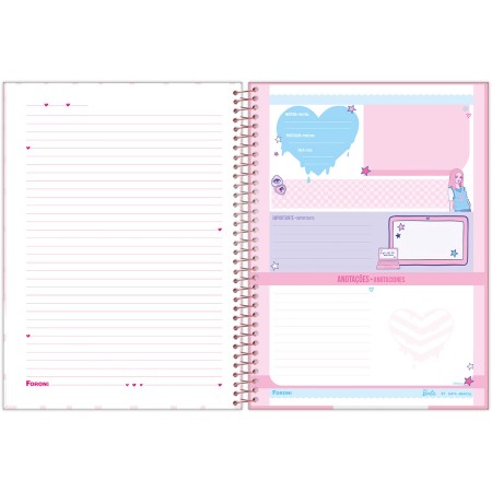 Foto ilustrativa Caderno Universitário Capa Dura Barbie by Nanaths