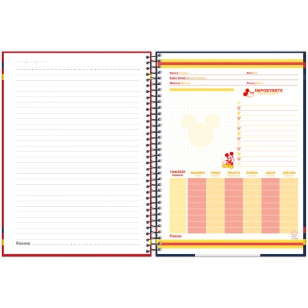 Foto ilustrativa Caderno Universitário Capa Dura Mickey Mouse