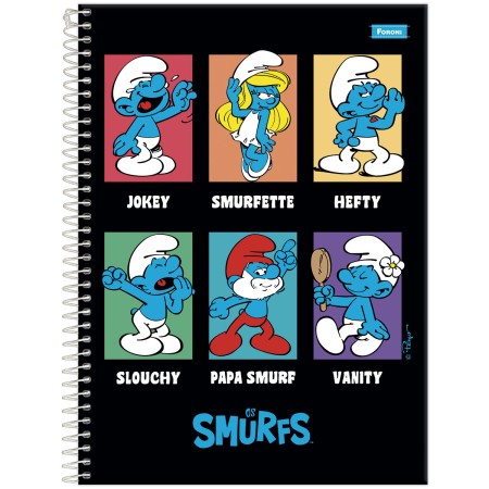 Foto ilustrativa Caderno Universitário Capa Dura Smurfs