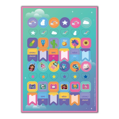 Foto ilustrativa Folhas de Adesivos Para Decorar A Casa Mágica da Gabby