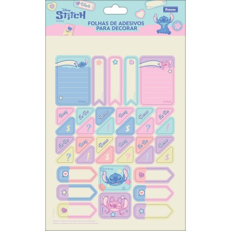 Foto ilustrativa Folhas de Adesivos Para Decorar Stitch