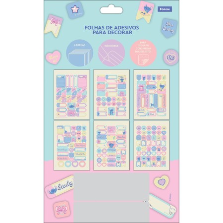Foto ilustrativa Folhas de Adesivos Para Decorar Stitch